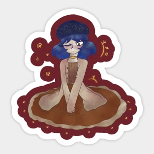 Whimsigoth Cottagecore Blue Mushroom Girl Sticker